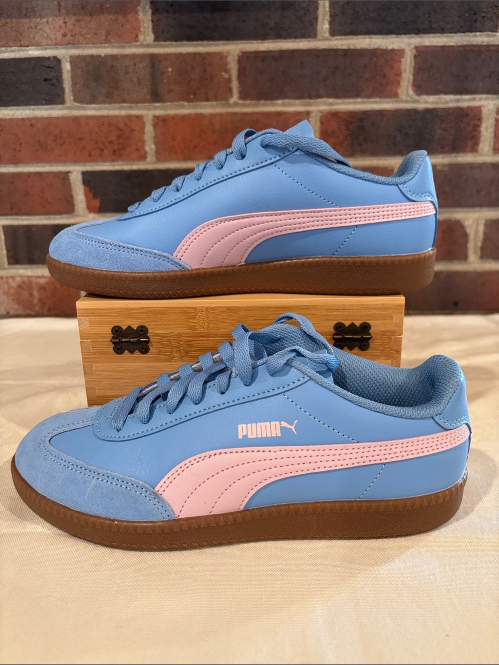 Puma Blue and Pink Classic Low-Top Sneakers